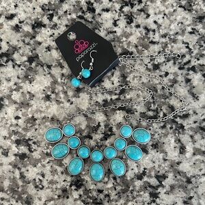 Paparazzi Blue Stone Necklace and Earring Set